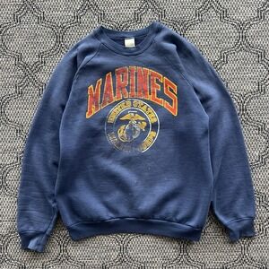 Vintage United States Marines Sweatshirt Men's XL Blue Navy Fruit of the Loom